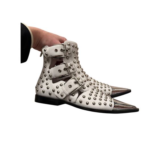 Jeffrey Campbell Trespass Studded Boots White 6 - Picture 8 of 8
